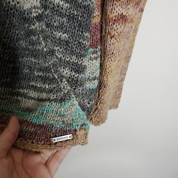 Prana Vignette Multicolored V Neck Wrap Open Knit Asymmetrical Sweater - Picture 9 of 11